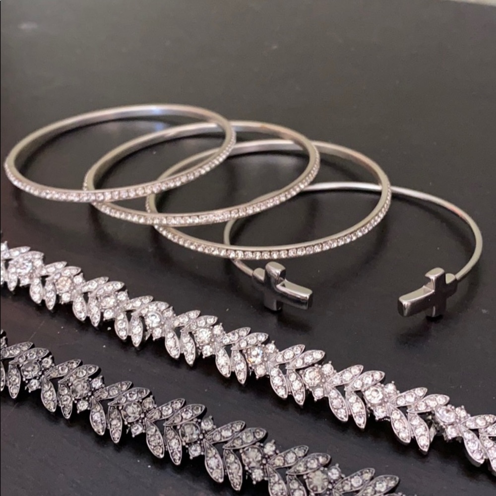 Nwot Silver 6 Bundle Bracelets - image 3